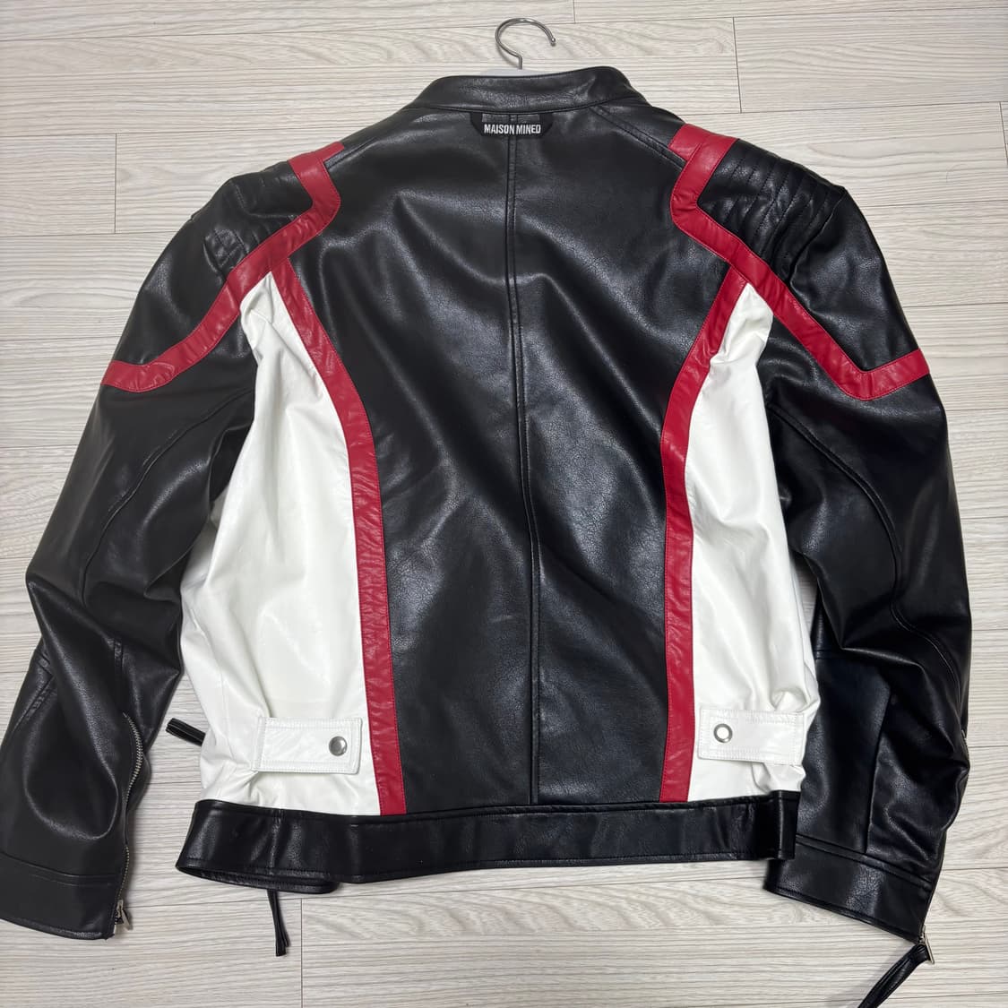 메종미네드 FASCIA BIKER LEATHER JACKET BLACK 상품이미지4