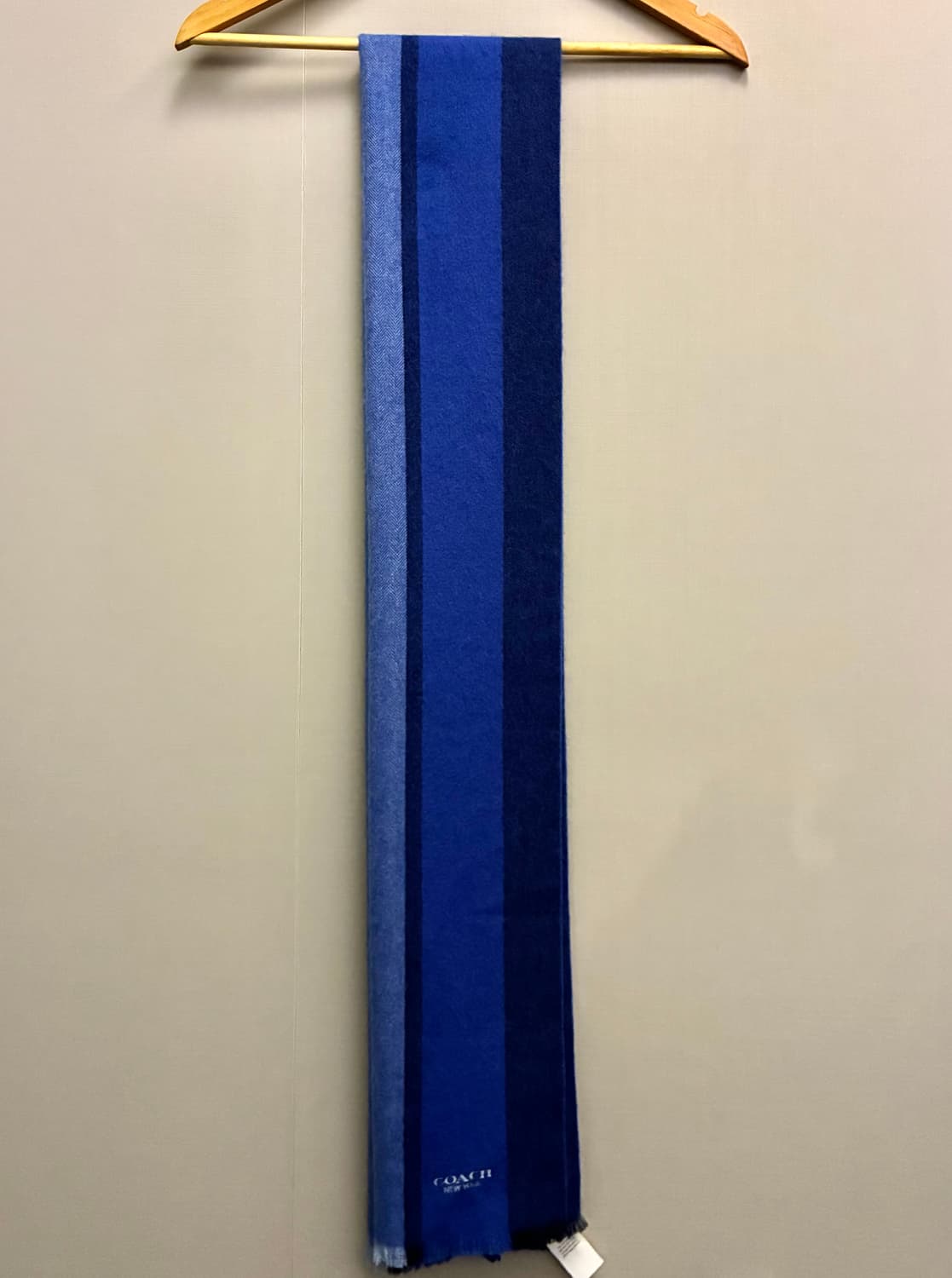 COACH 코치 뉴욕 캐시미어 울 스트라이프 스카프 머플러 블루 상품이미지2