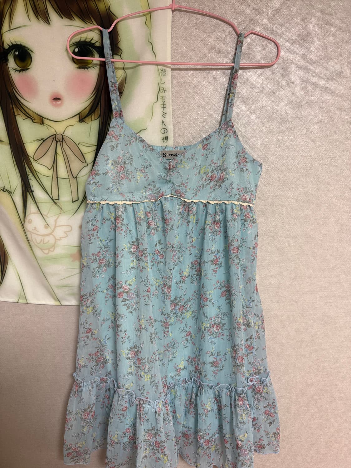 빈티지 모리걸 갸루 나시 로지 플라워 원피스 상품이미지1