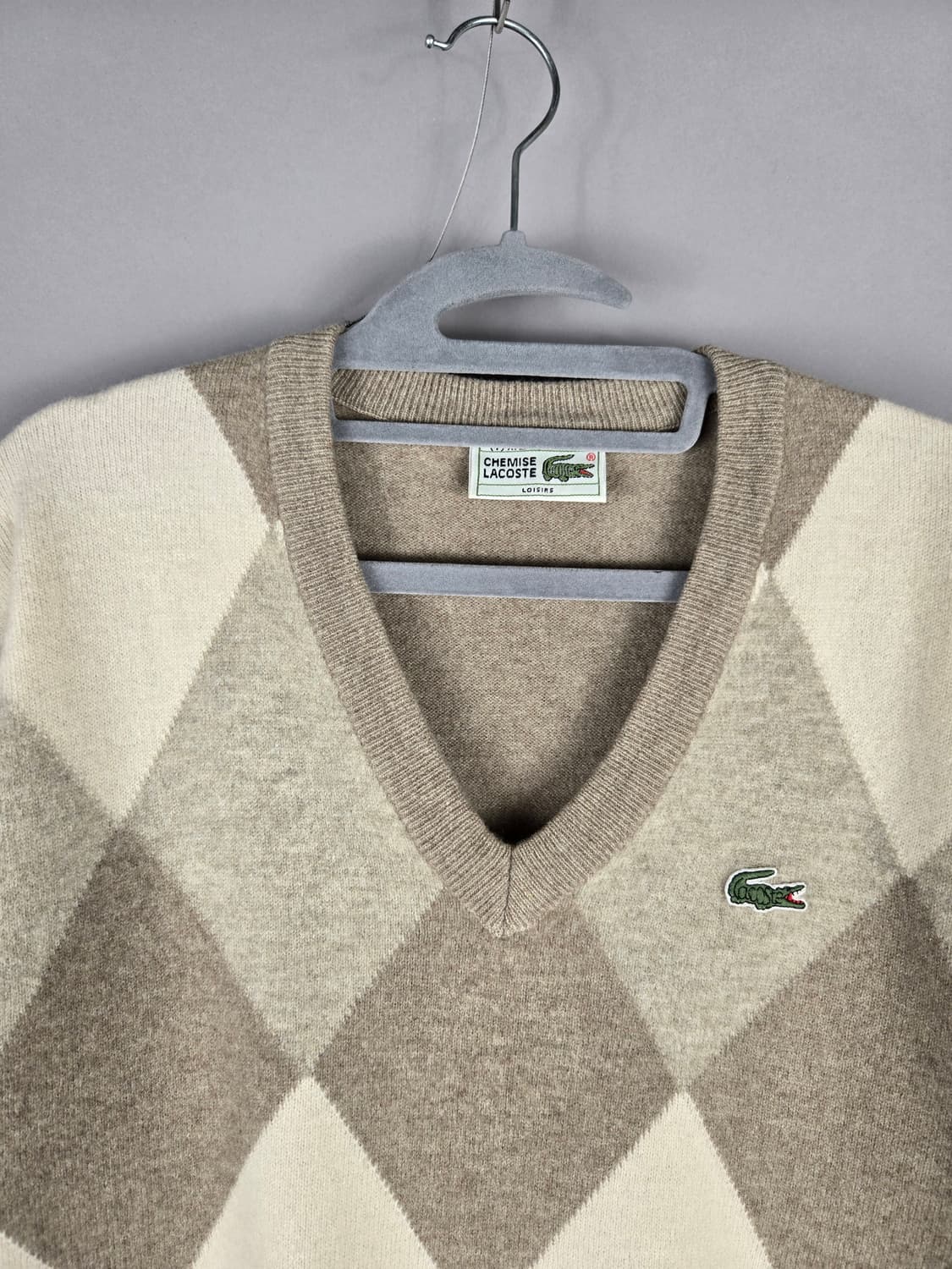 [무료배송]라코스테 100 남성 모100% V넥 아가일 니트 니트티 상품이미지2