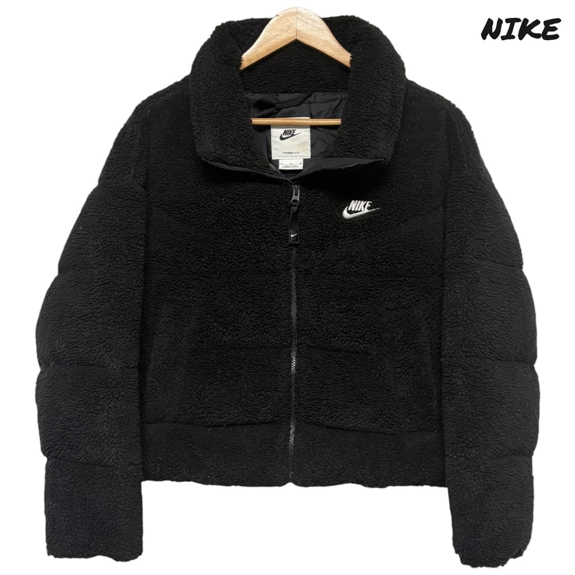 3703 나이키 블랙 써마핏 뽀글이 오리털 덕다운 숏패딩 상품이미지1