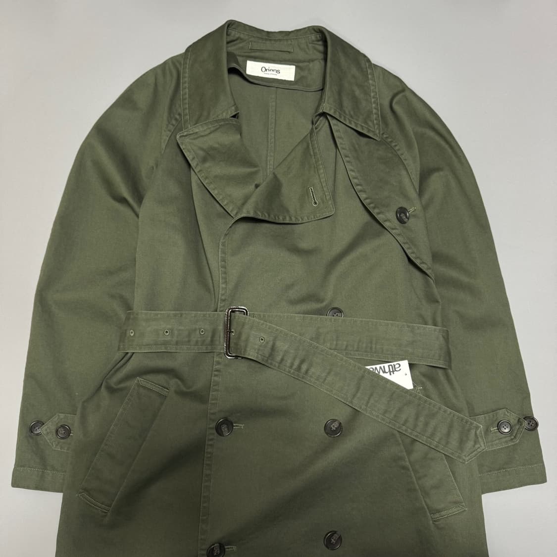 Oriens by 저널스탠다드 올리브컬러 코튼 오버 벨티드 트렌치 코트 상품이미지6