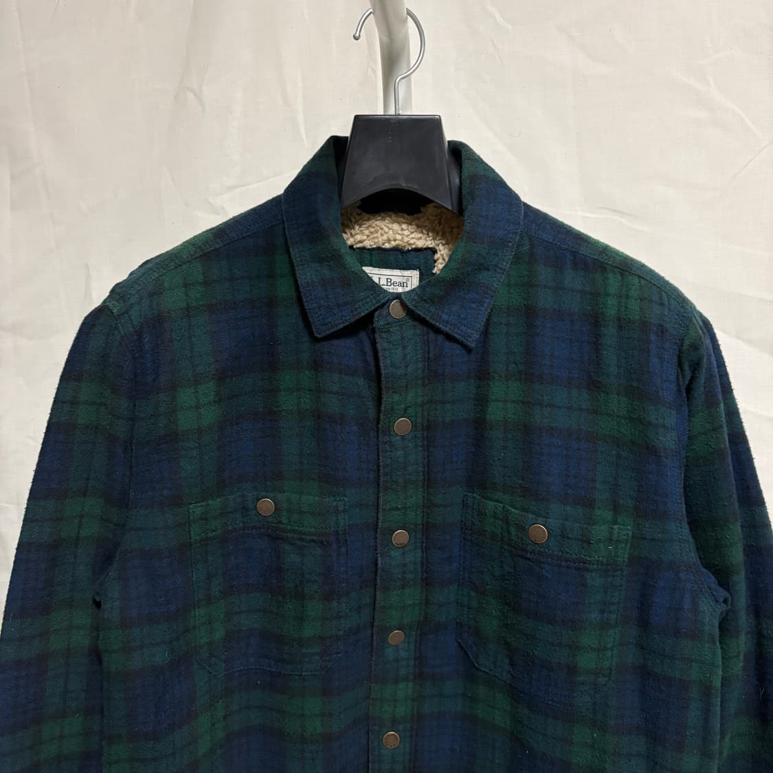 엘엘빈 블랙와치 쉐르파 라인드 플란넬 셔츠 자켓 / 그린, S 상품이미지2