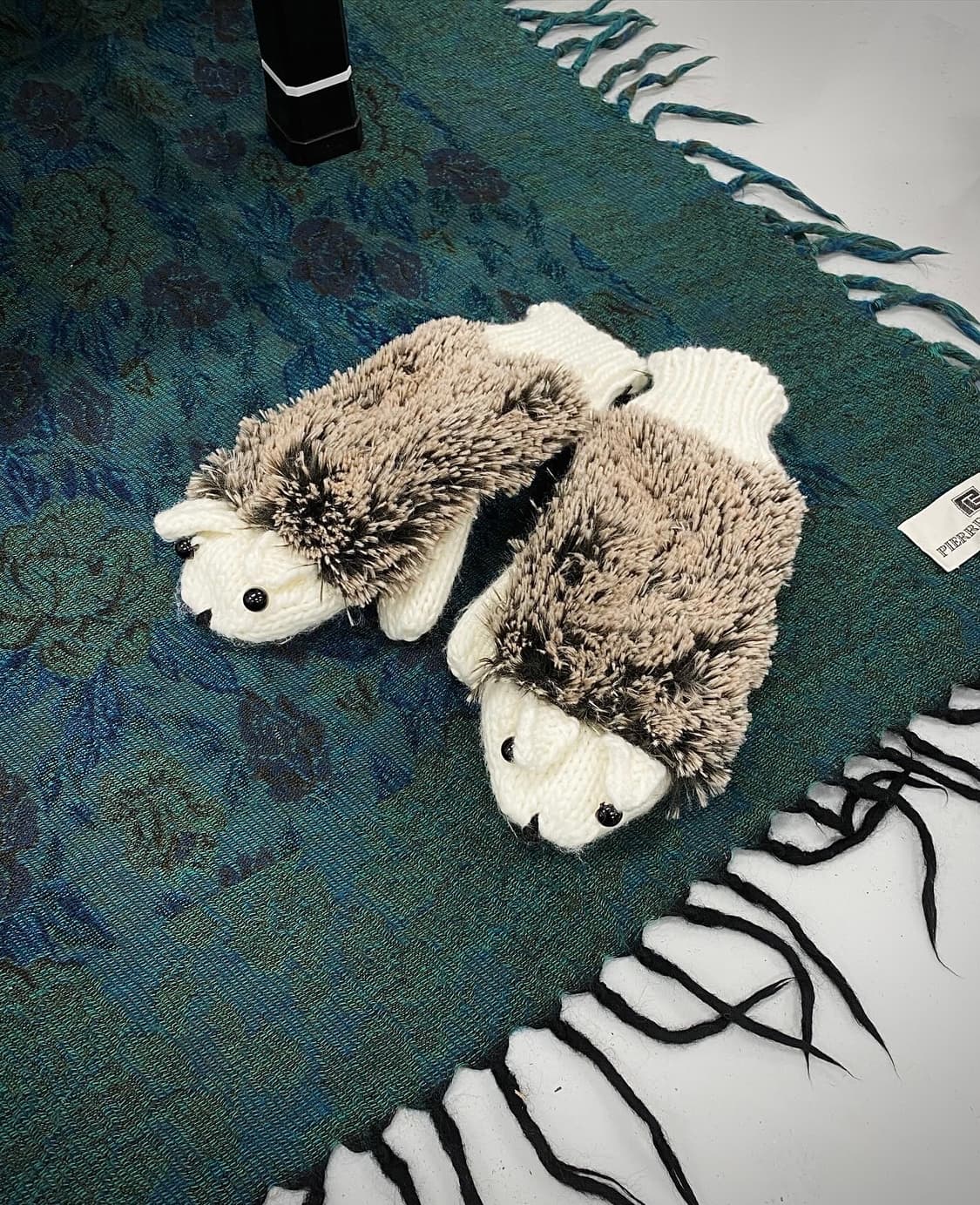 빈티지 고슴도치 애니멀 니트 플리스 벙어리 장갑 인형 상품이미지4