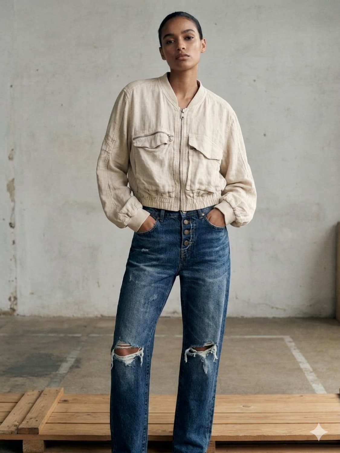 자라 린넨 블루종 점퍼 상품이미지1