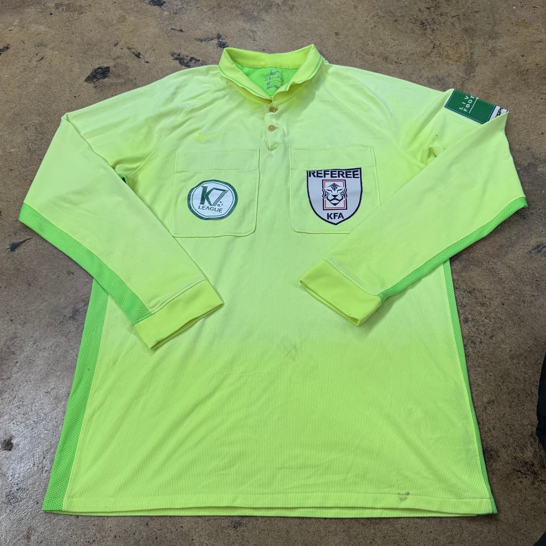 [정품/L] 나이키 K리그 심판복 옐로우 카라 긴팔 티셔츠 b14 상품이미지2
