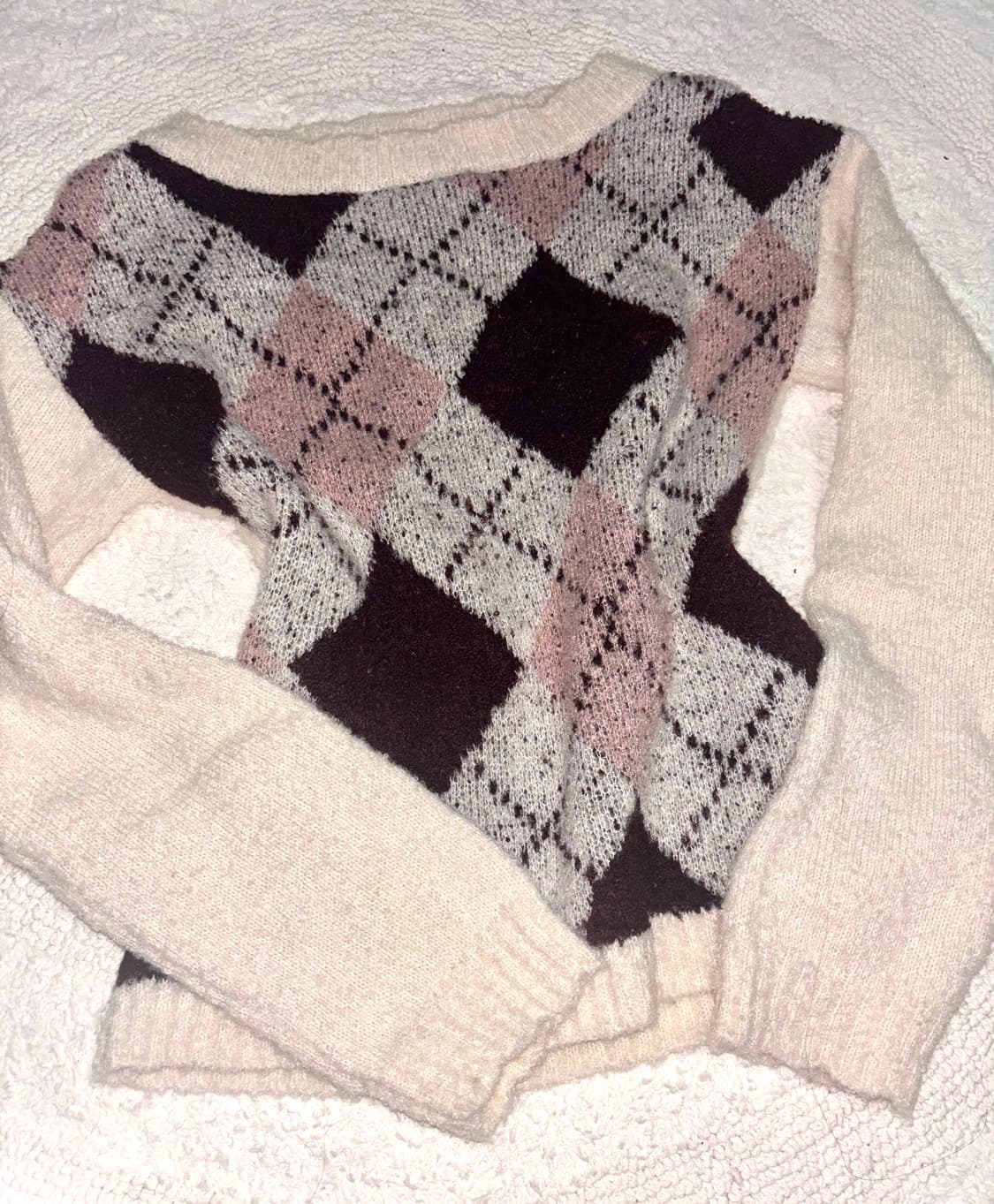 리즈리사깔 초코딸기 아가일 스웨터 상품이미지1