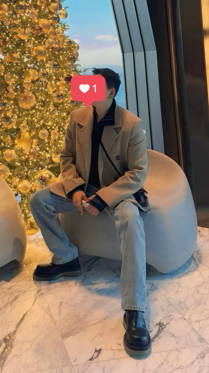 보테가베네타 카멜 블랙 멜란지 쉐브론 모티브 울 재킷52 상품이미지3