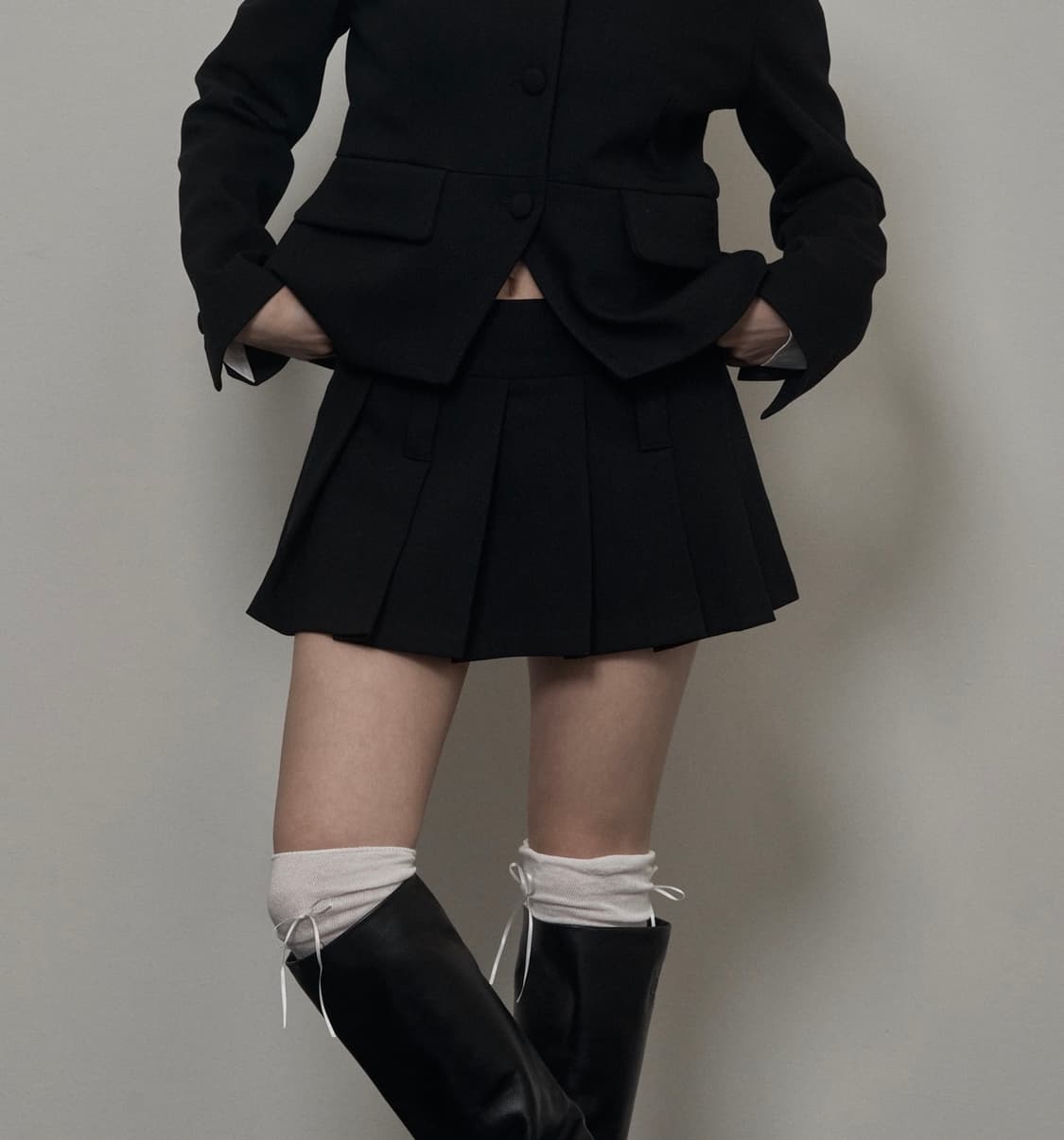 카키포인트 Pleats Skirt 블랙 상품이미지1