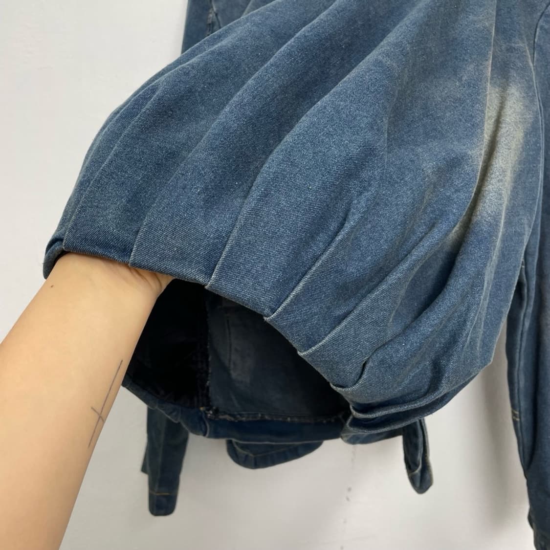 벌 패치 스탠드카라 벌룬핏 청 데님자켓  상품이미지7
