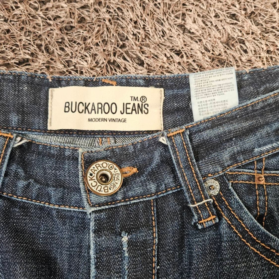 버커루(Burkaroo) 빈티지 레귤러핏 오랜지 스티치 데님팬츠 상품이미지8
