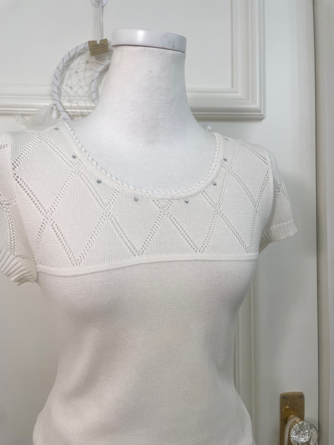 ivory cubic point summer knit top 상품이미지5