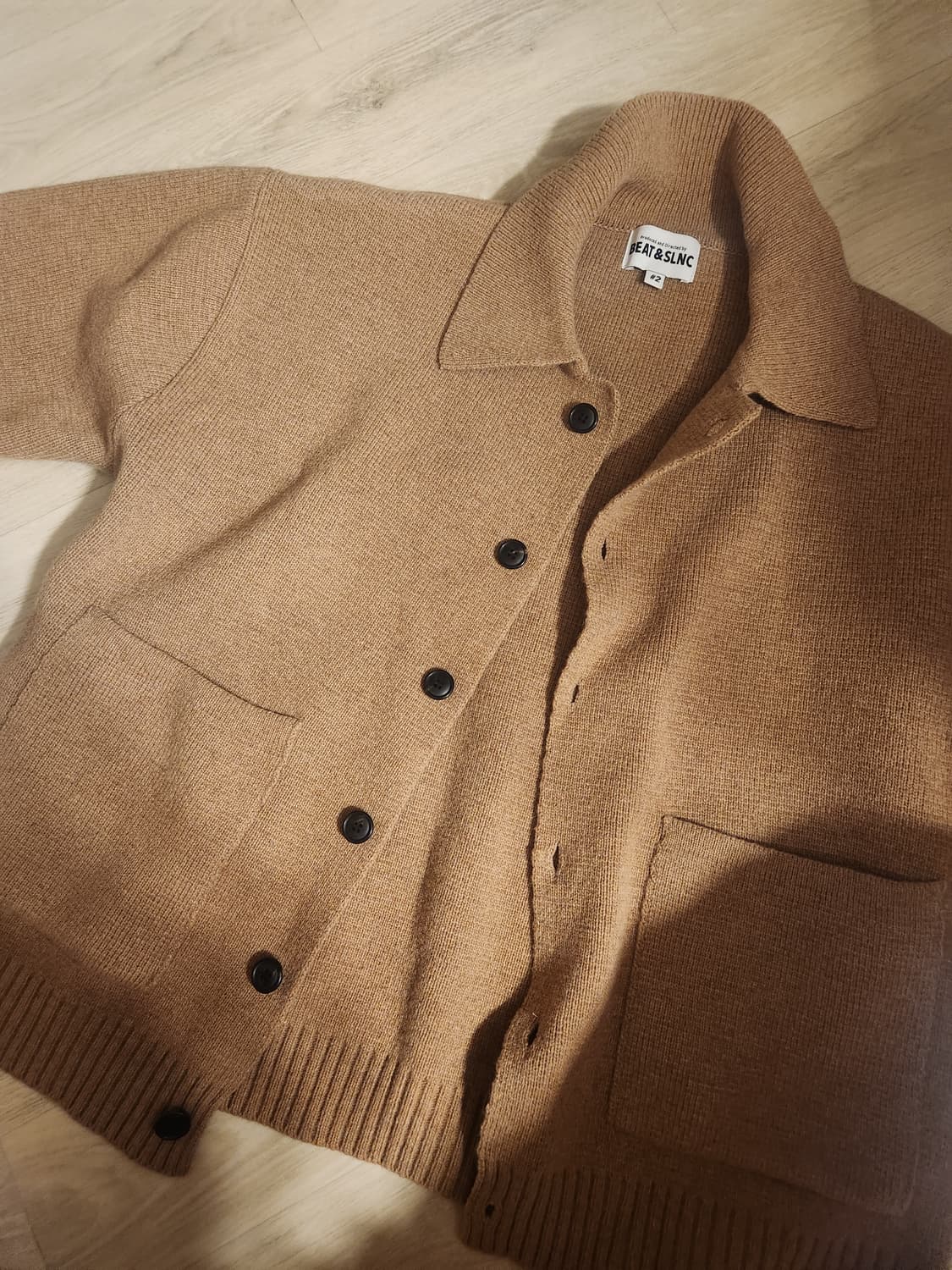 BEAT&SLNC 헤비울 카라 가디건 베이지 상품이미지2