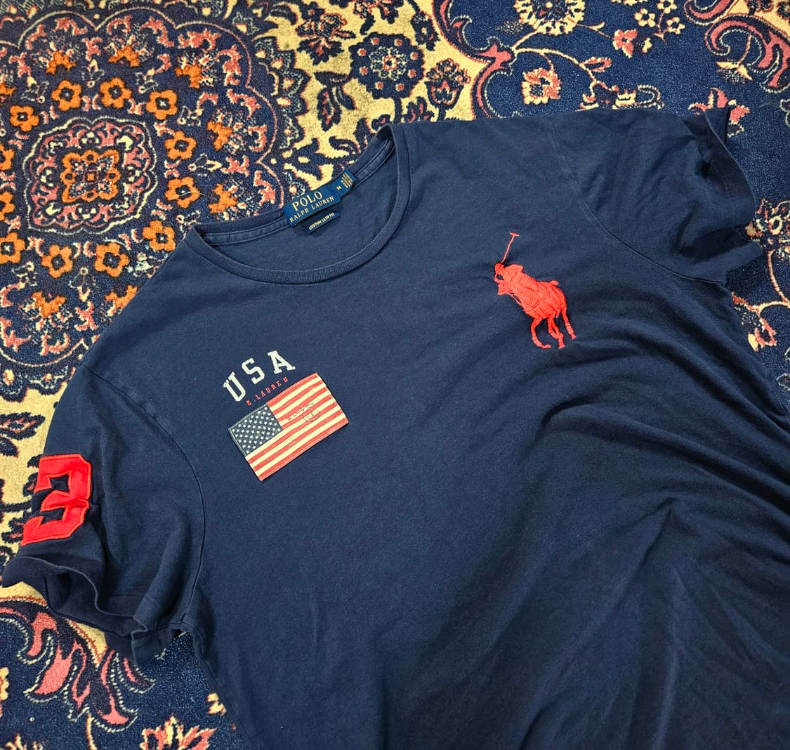 폴로랄프로렌 USA성조기 슬림 반팔티셔츠 M 상품이미지2