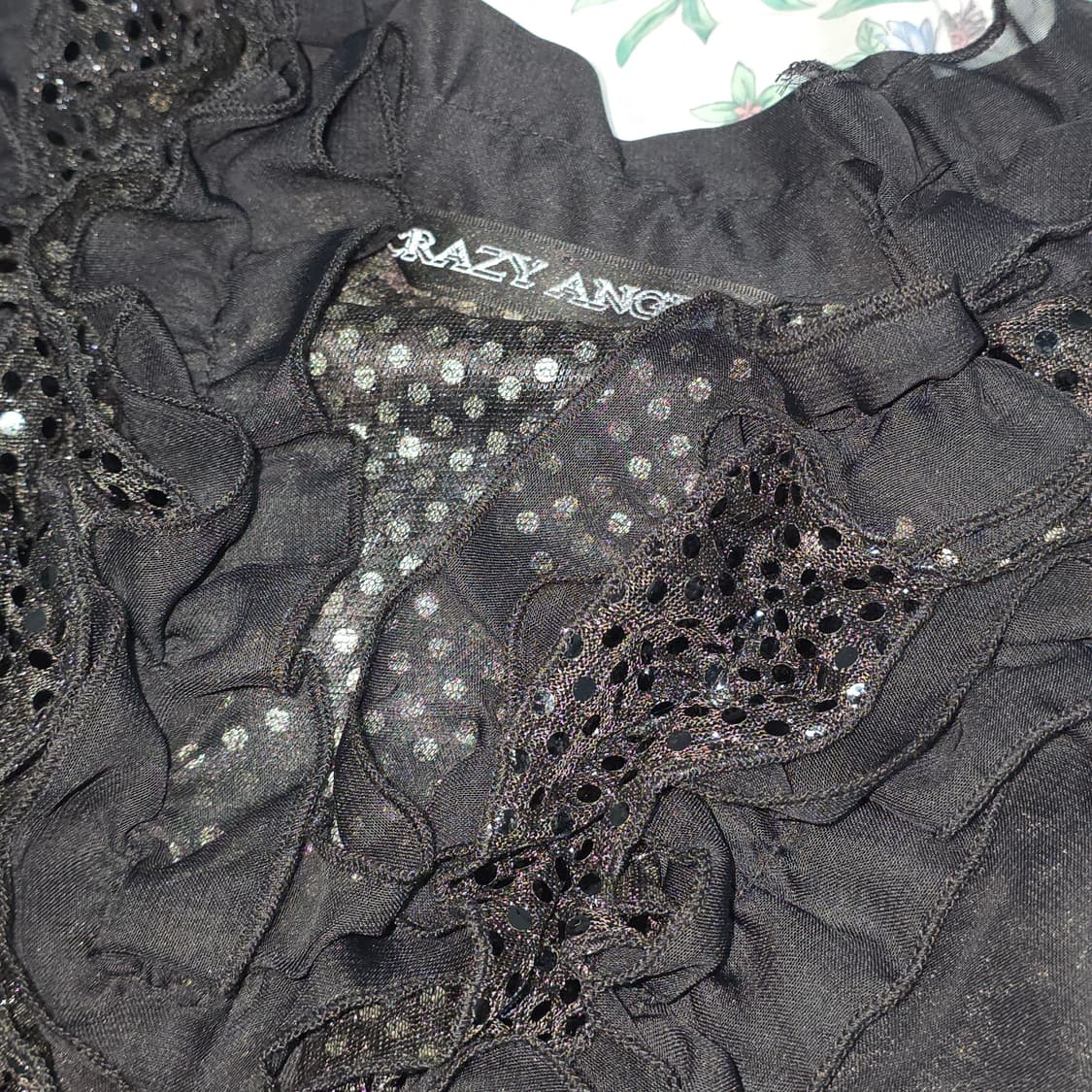 Crazy angel 일본빈티지)고딕시크벌룬 프릴 도트 쉬폰 캉캉 원피스 상품이미지4