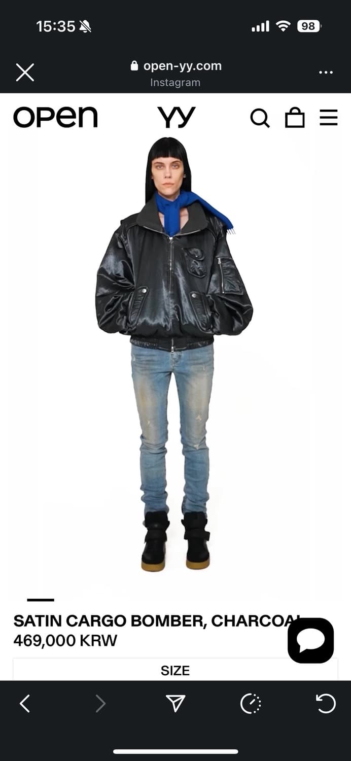 OPENYY 새틴 카고 봄버 챠콜색 S사이즈 상품이미지2