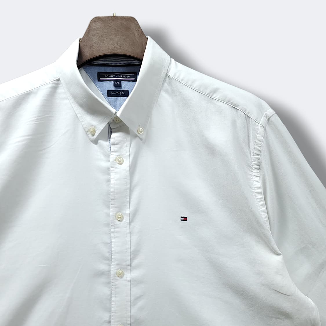 [2XL] 타미힐피거 화이트 코튼 뉴욕핏 긴팔셔츠 상품이미지4
