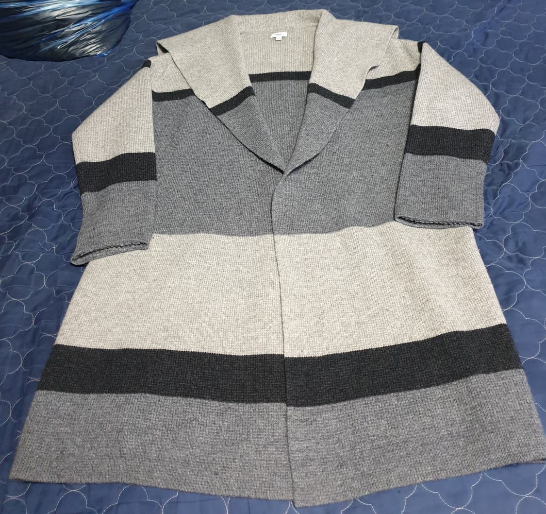 VINCE 빈스 캐시미어 울 버튼리스 하이넥 롱가디건 그레이 (S) 상품이미지1