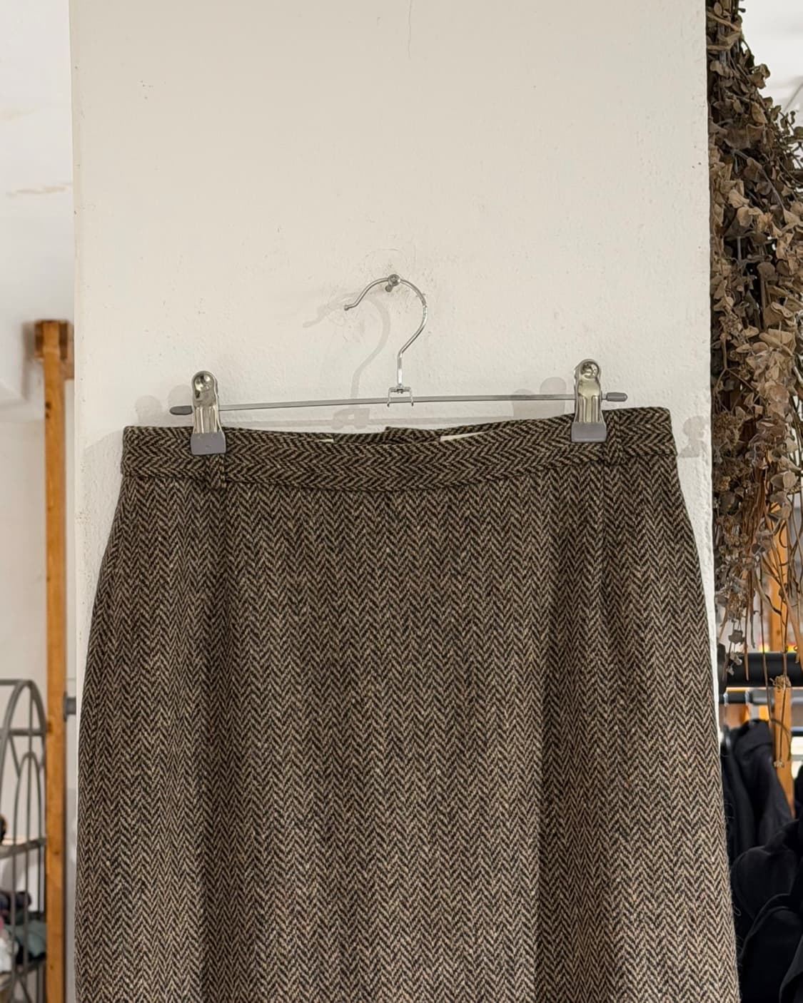 막스마라 위캔드 브라운 헤링본 버진울 미디스커트 상품이미지2