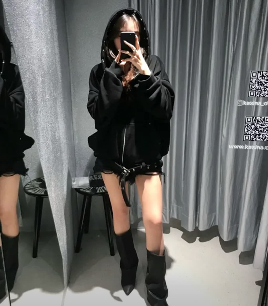Voont 분트 아일렛 벨트 후드집업 블랙 상품이미지8