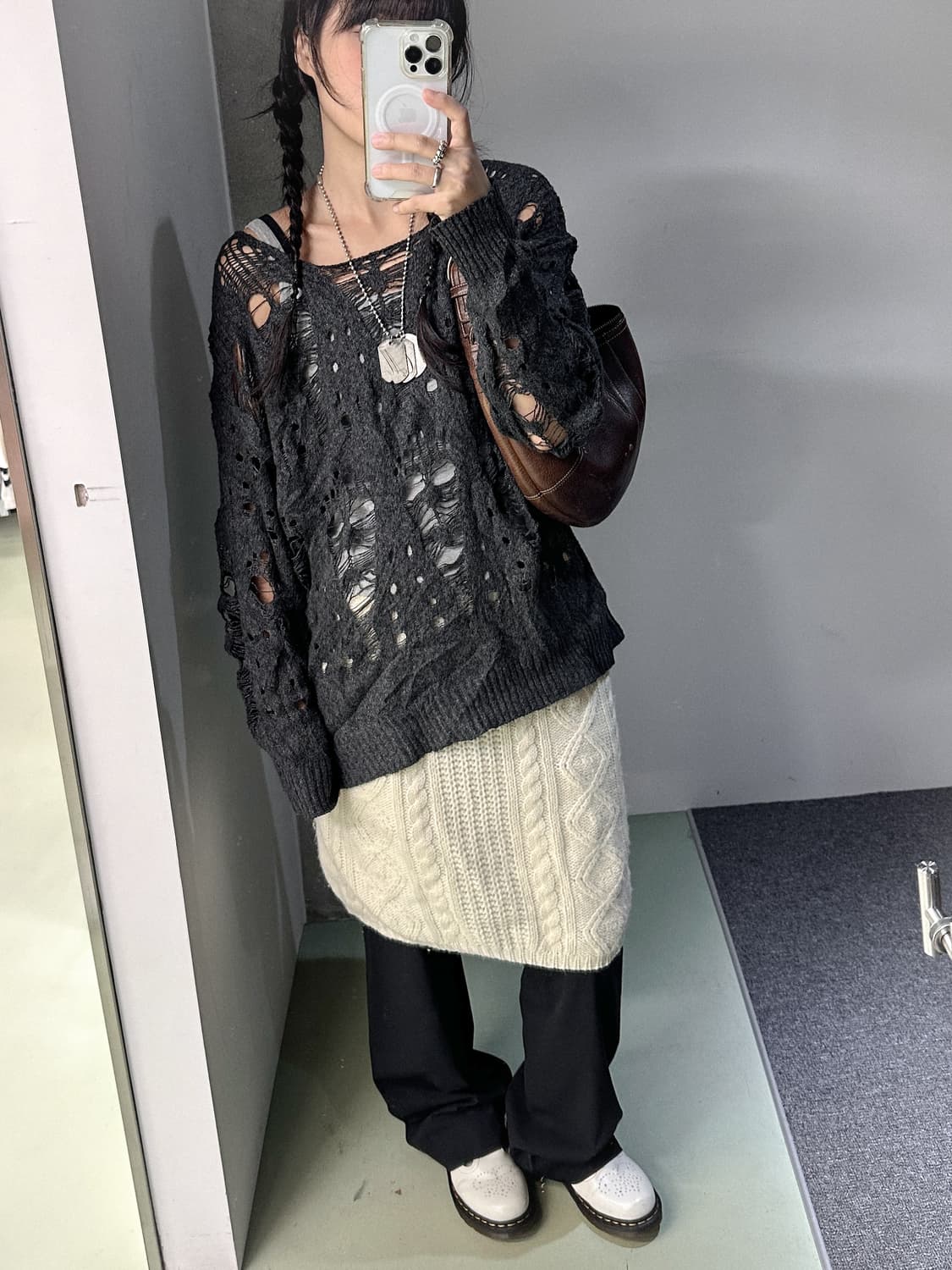 ivory winter cable knit skirt 상품이미지3