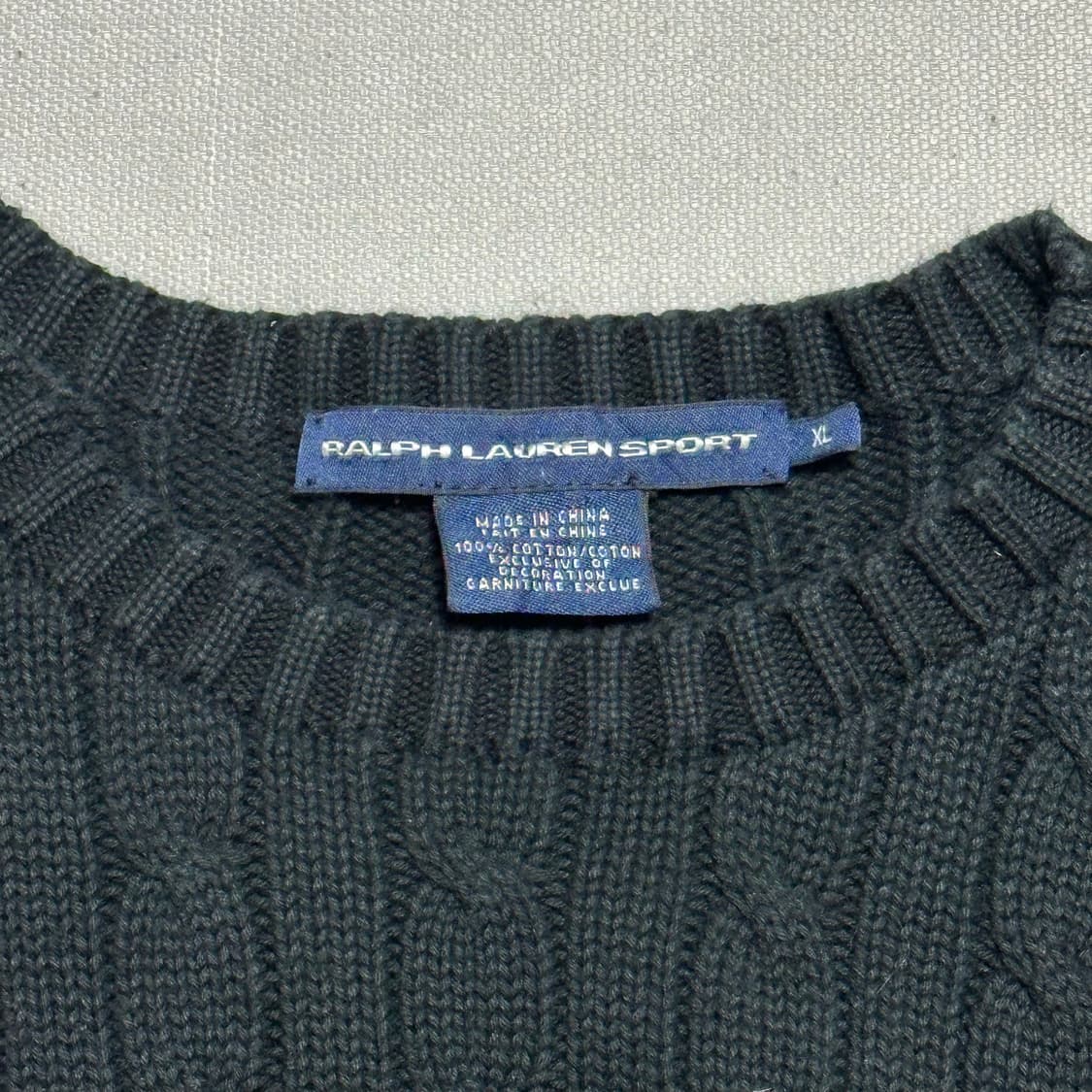 XL 폴로랄프로렌 여성용 코튼 케이블 블랙 니트 상품이미지4