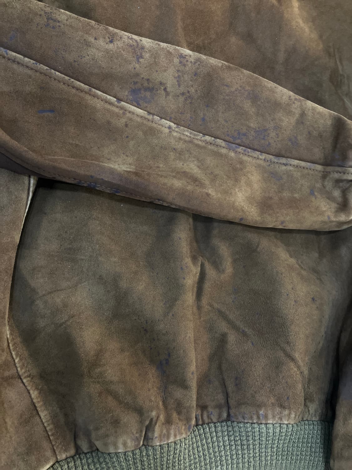 90’s jpn vtg 빈티지 브라운 양가죽 스웨이드 블루종 자켓 XL 상품이미지5