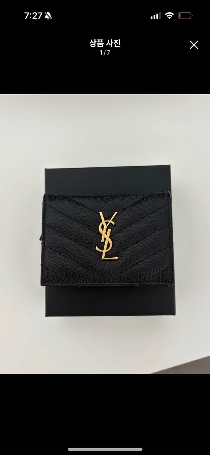 생로랑 골드 톤 YSL 메탈 로고 포켓 크레딧 카드 홀더 지갑 상품이미지1