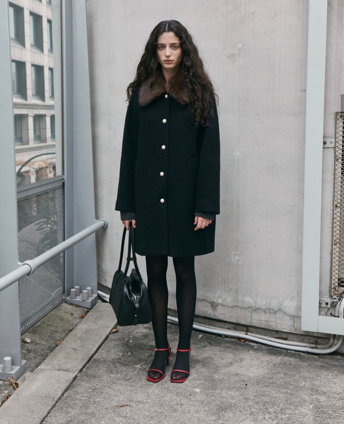 25FW 던스트 부클 울 하프코트 네이비 상품이미지2