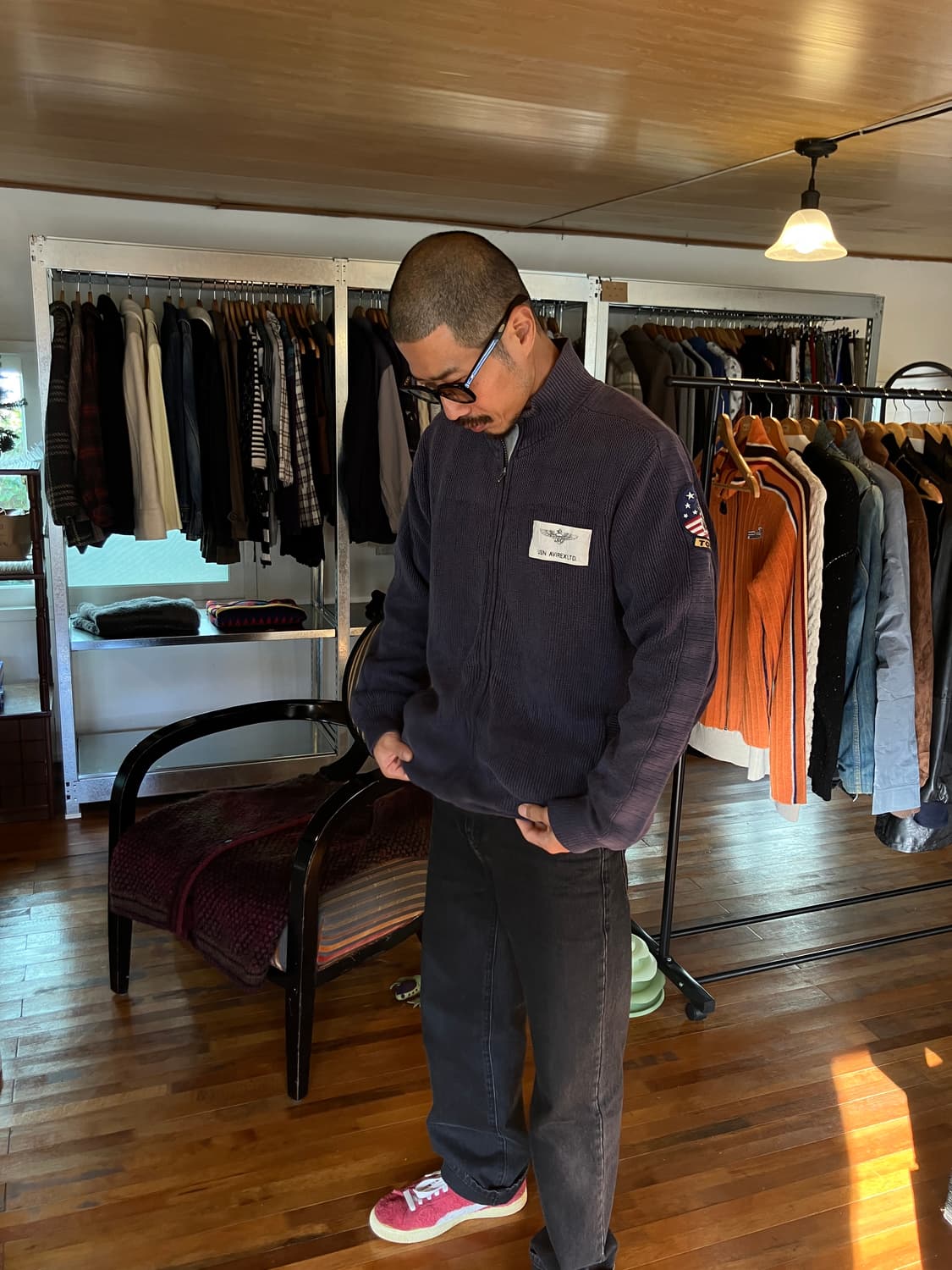 [vintage]90-00s Avirax 니트 집업 상품이미지4