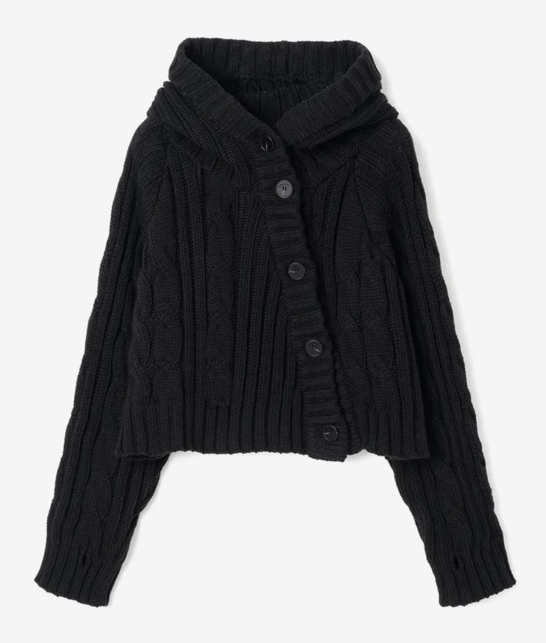 버튼 후드 볼레로 가디건 [블랙] 상품이미지1