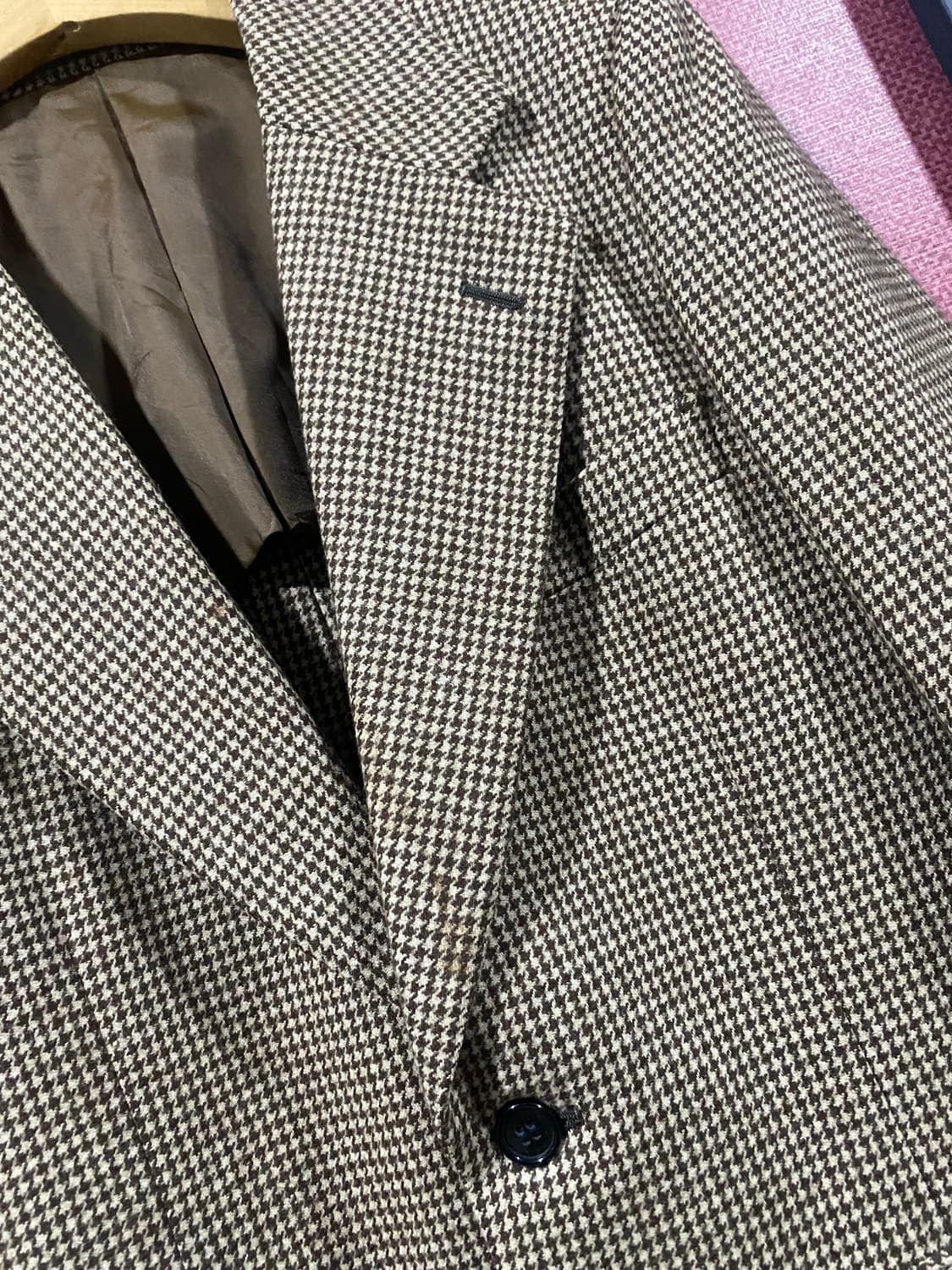 MEX 브라운 체크 울 블레이저 자켓 상품이미지2