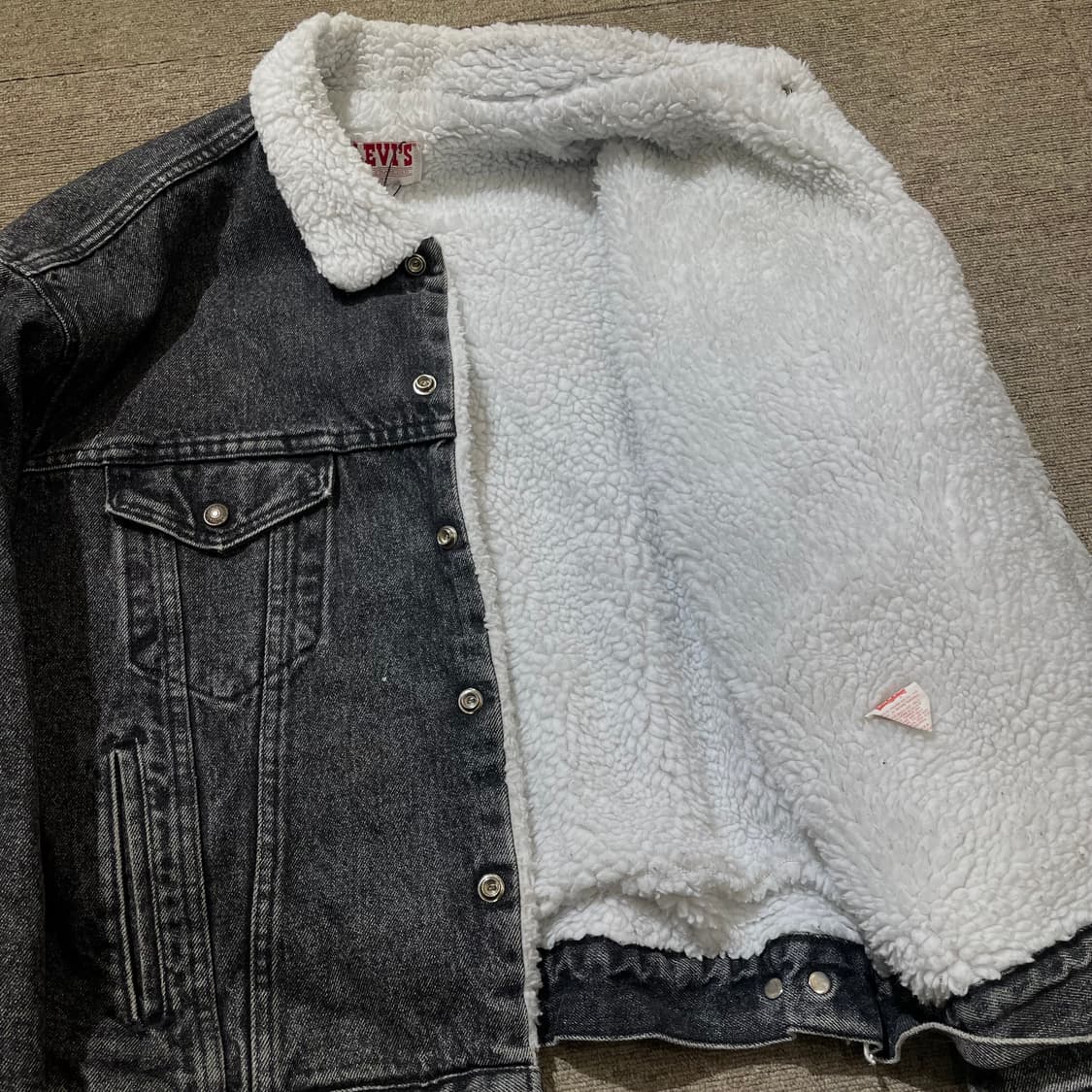 (XL) 80s USA Levi's 리바이스 쉐르파 데님 자켓 흑청 상품이미지8