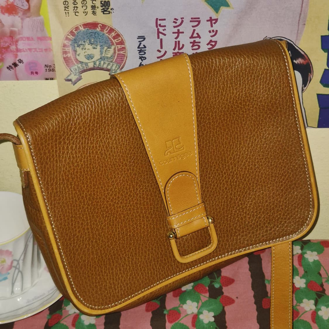 90s 꾸레쥬 클래식 레더 벨트 크로스백 상품이미지7