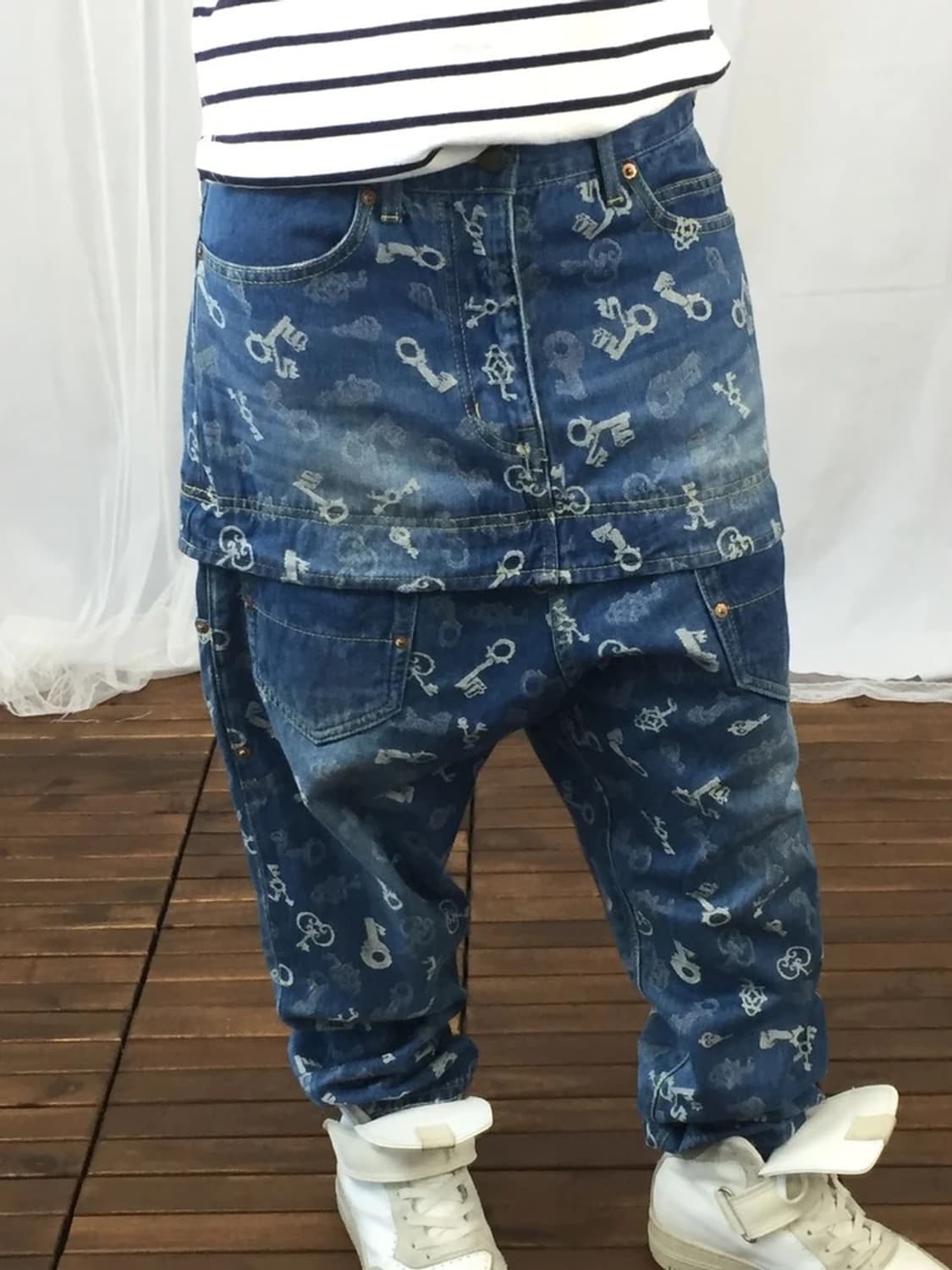 FRAPBOIS Key Print Layered Denim Pants 상품이미지3