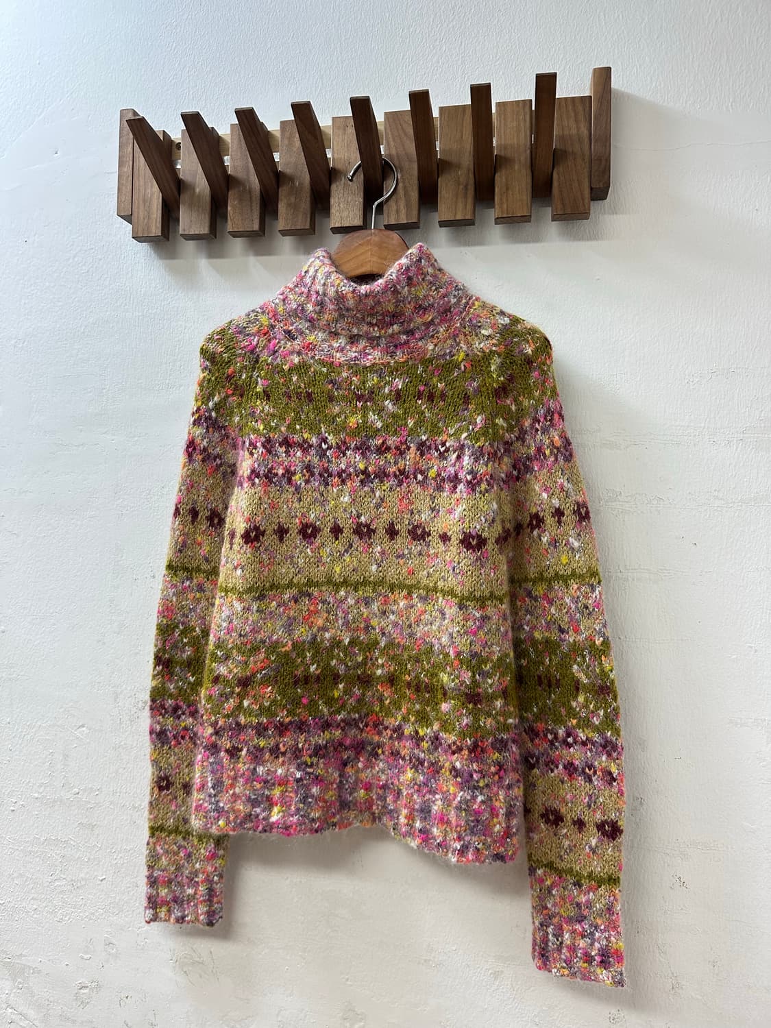 완전에이스✨일본빈티지 모헤어 믹스 멀티 컬러 니트 하이넥 스웨터 니트 상품이미지9