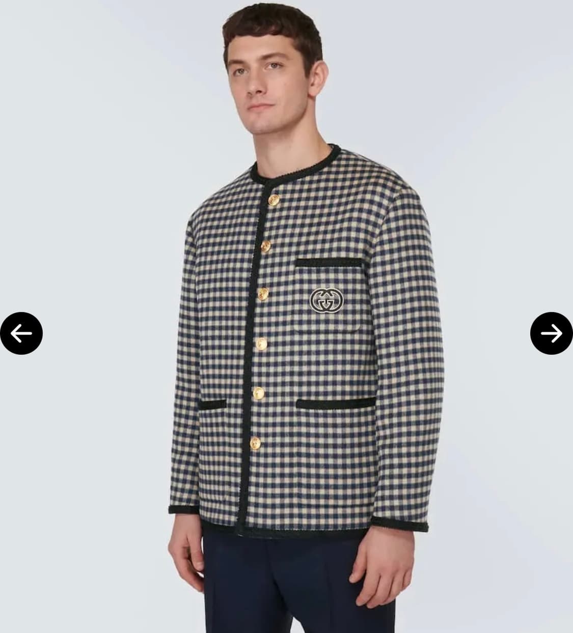 48 / 구찌 울 깅엄 자켓 인터로킹 G 베이지 자켓 상품이미지9