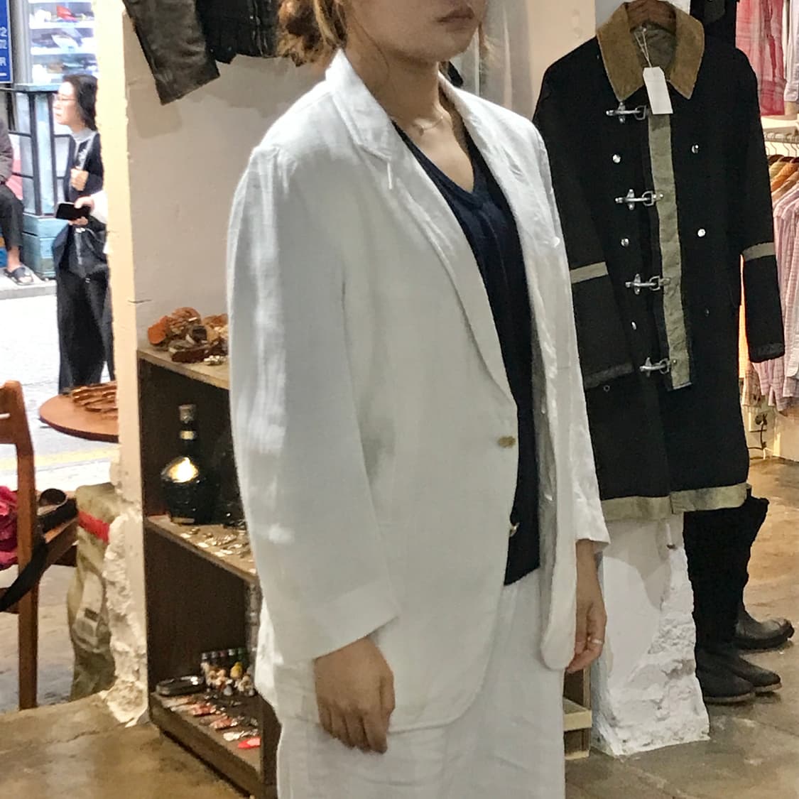 던힐 더블 금장 버튼 화이트 린넨 블레이저 자켓 여성 55 66 사이즈 상품이미지6