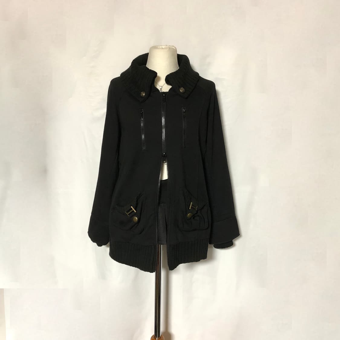 버튼 리브 자켓 블랙 상품이미지5