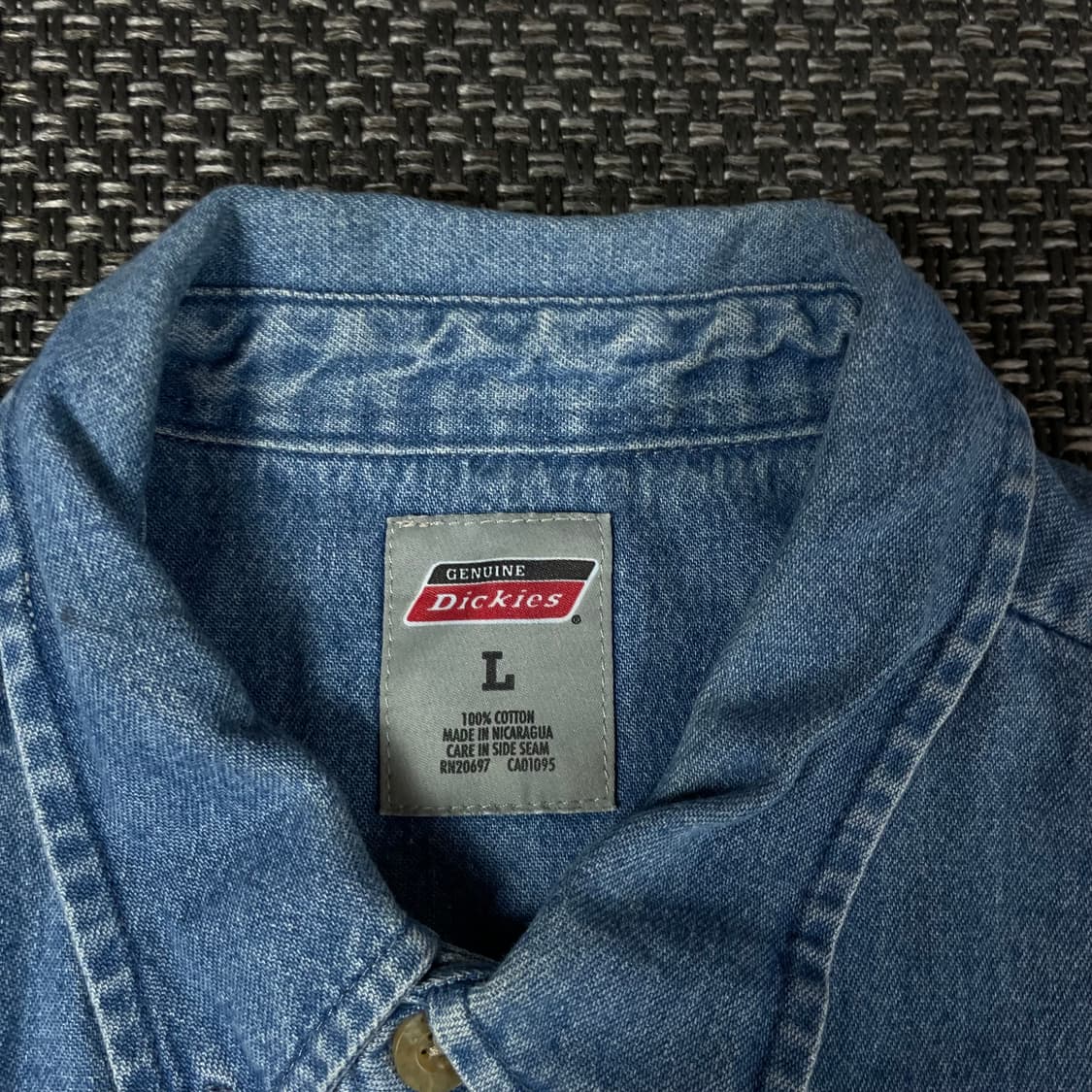 디키즈 블루 원포켓 반팔 데님 셔츠 L 상품이미지4