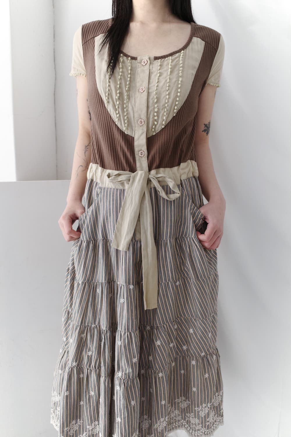 flower stirpe half one-piece 상품이미지5