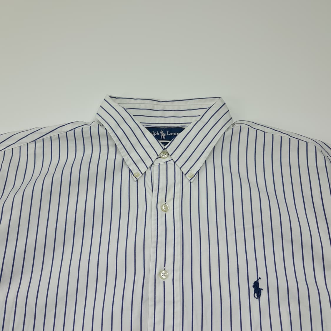 CL852 2XL 폴로 90s 홍콩판 네이비 스트라이프 셔츠 남방 상품이미지2