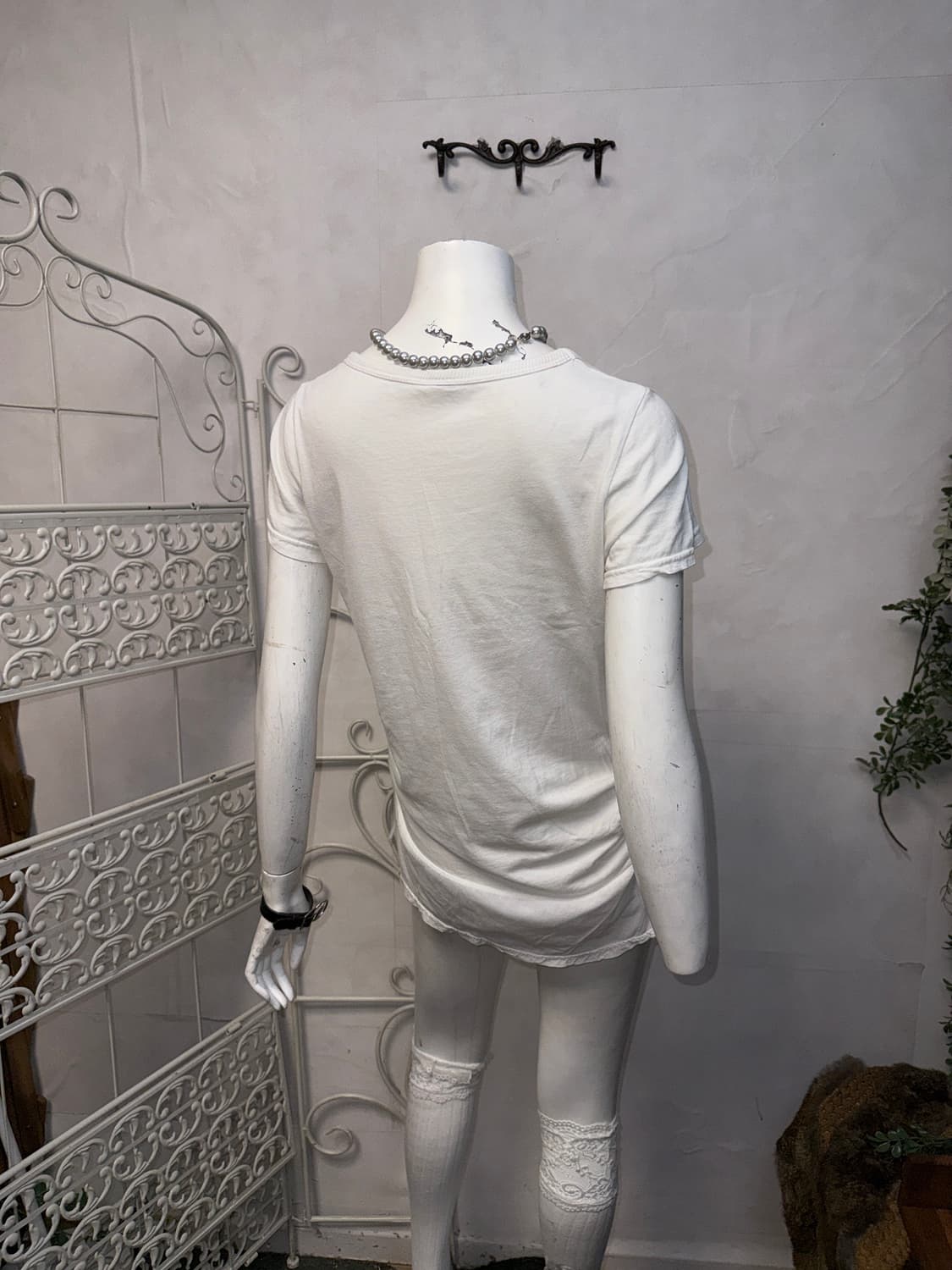 White side shirring y2k half t 상품이미지6