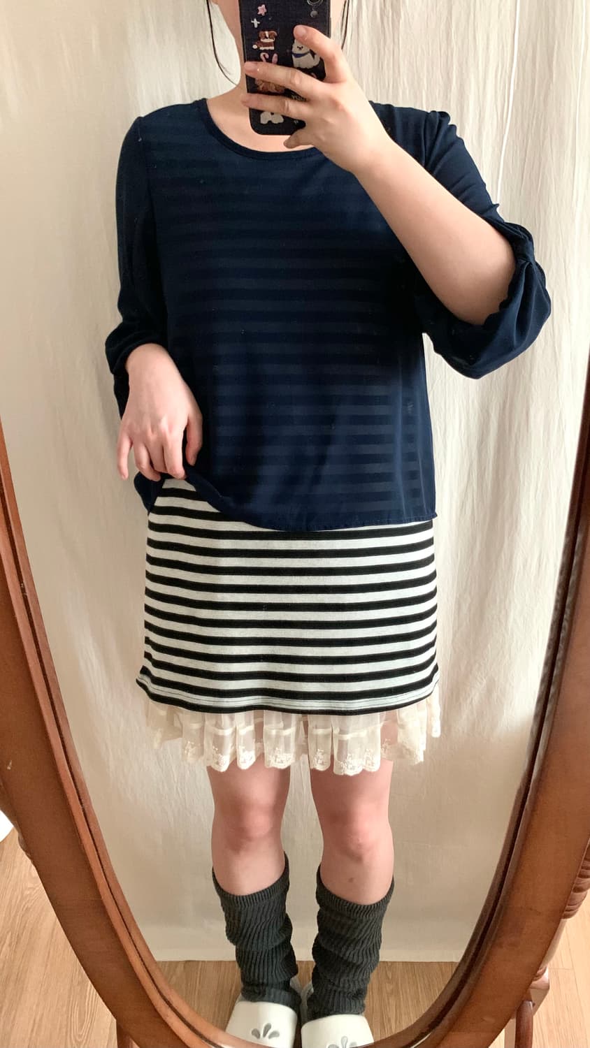네이비 스트라이프 레이어드 튜닉 상품이미지4