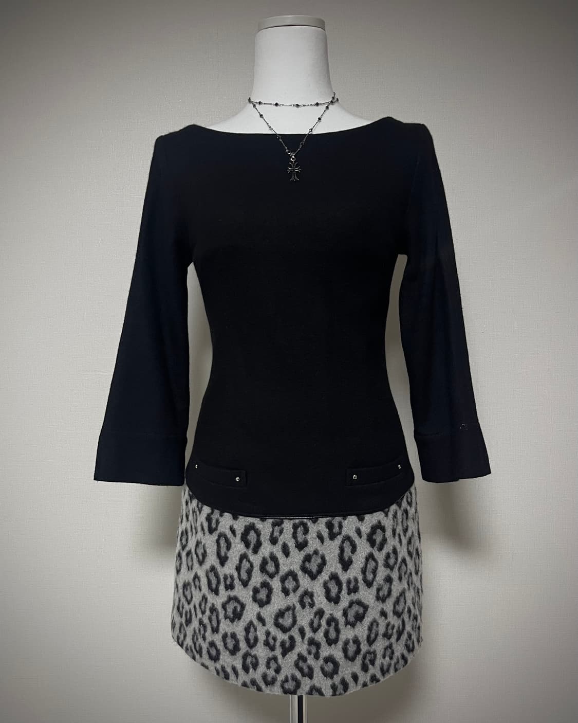 mayson grey 오네갸루 회색 호피 울 원피스 상품이미지2