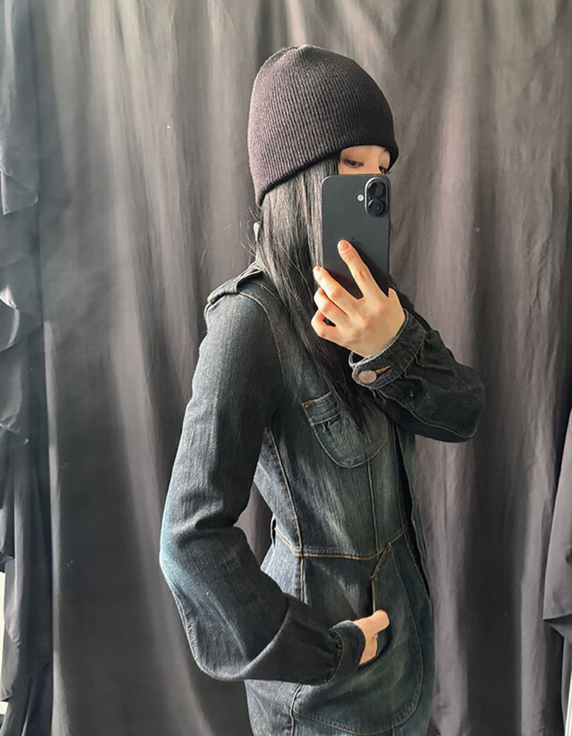 denim long shirt dress 상품이미지5