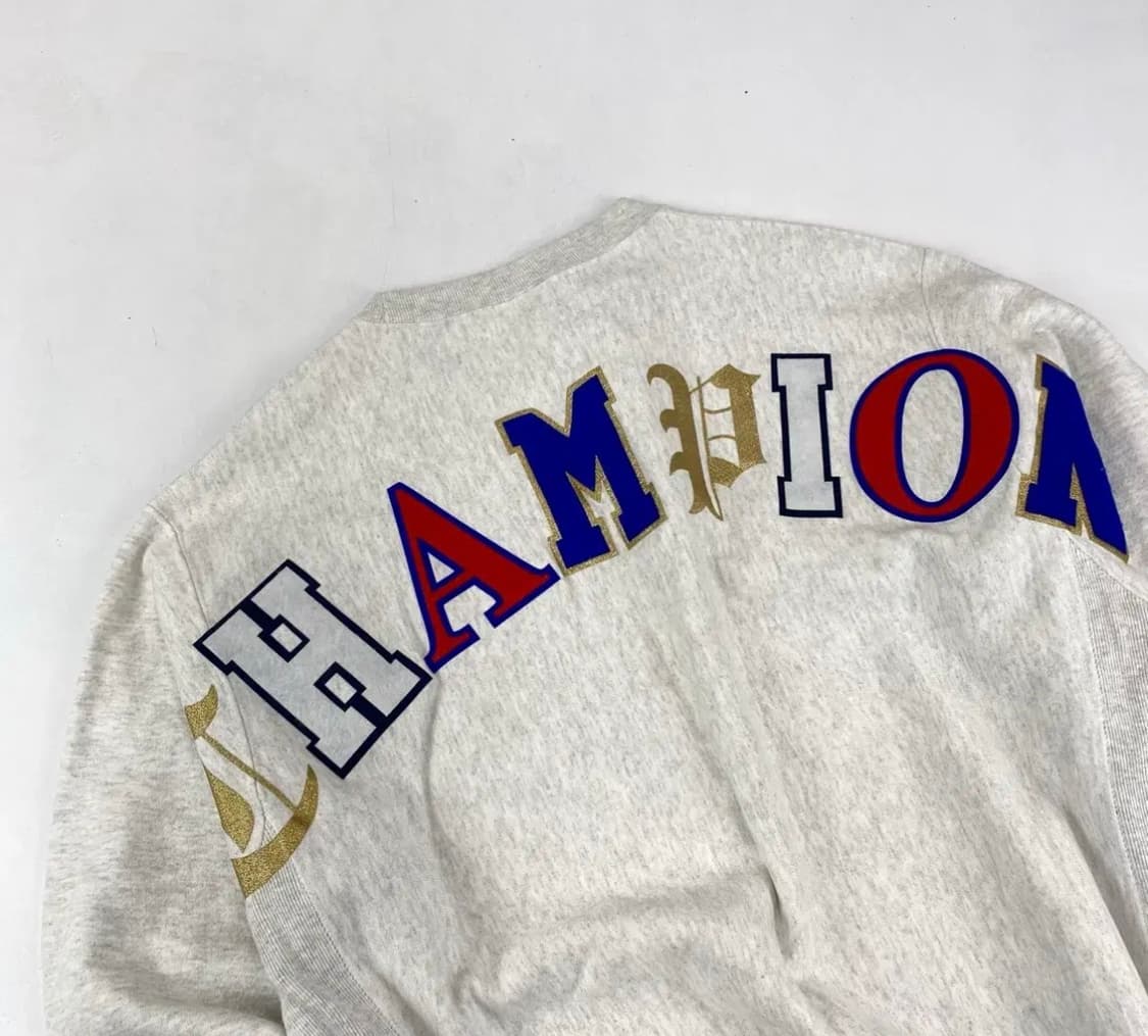 챔피온 리버스위브 블루 택 스펠아웃 빅로고 그레이 스웻 L 상품이미지4