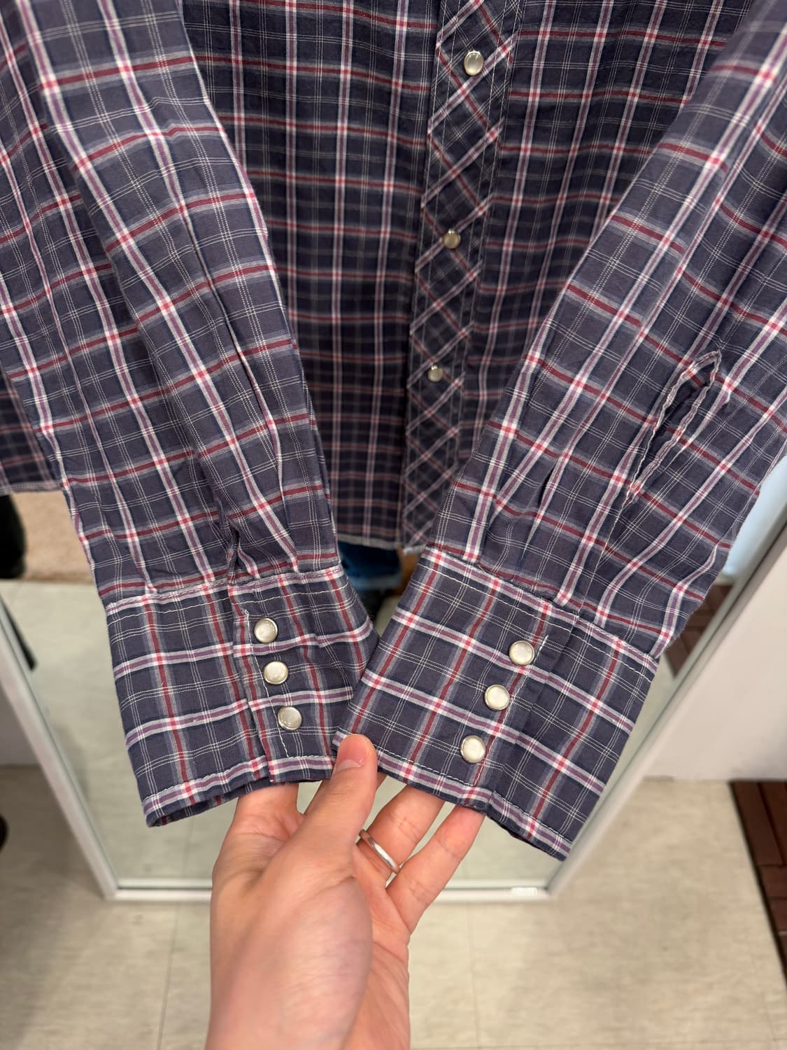 90s Wrangler 랭글러 웨스턴 체크 셔츠 상품이미지4