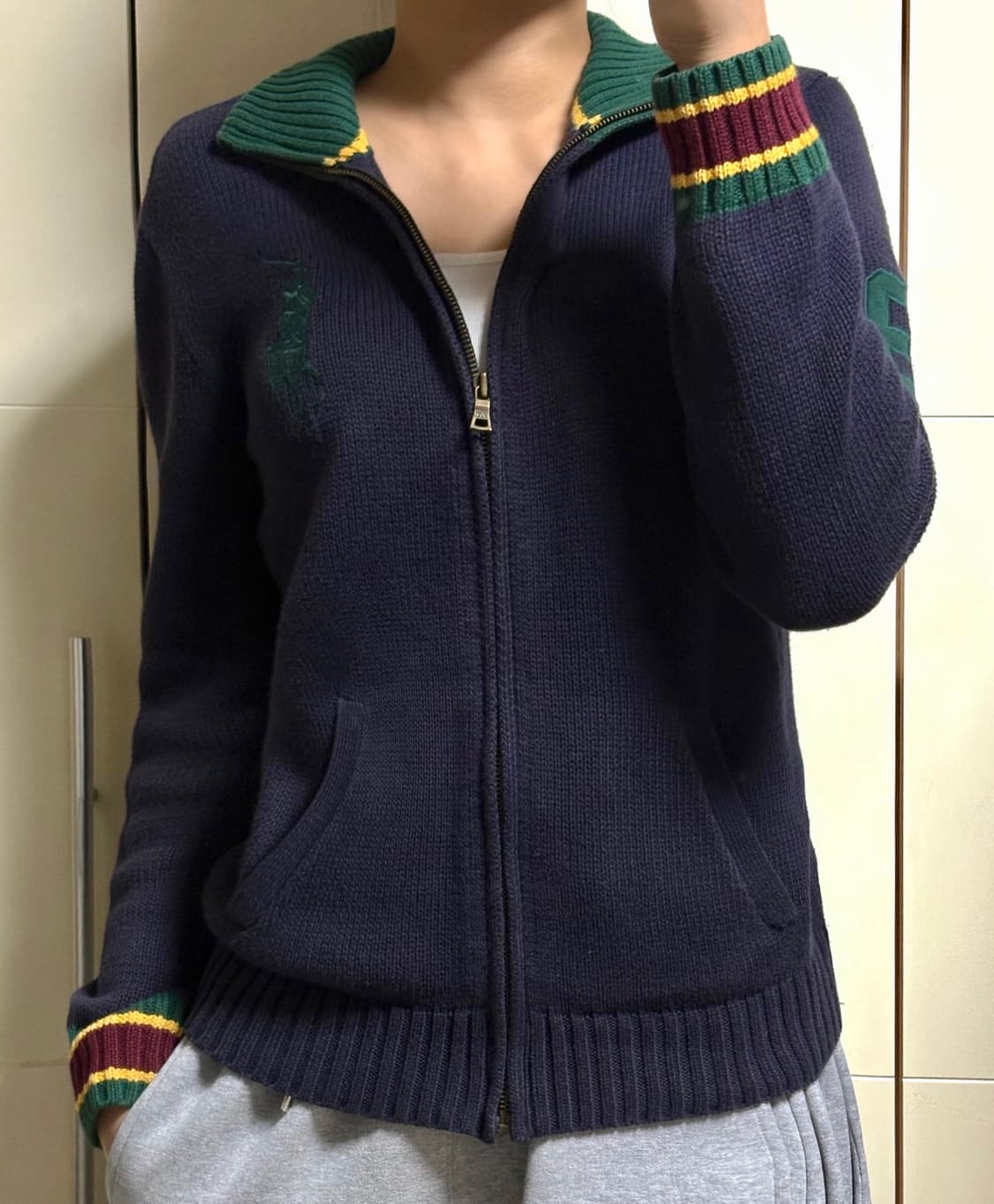 폴로 랄프로렌 빅포니 네이비 니트집업 상품이미지1