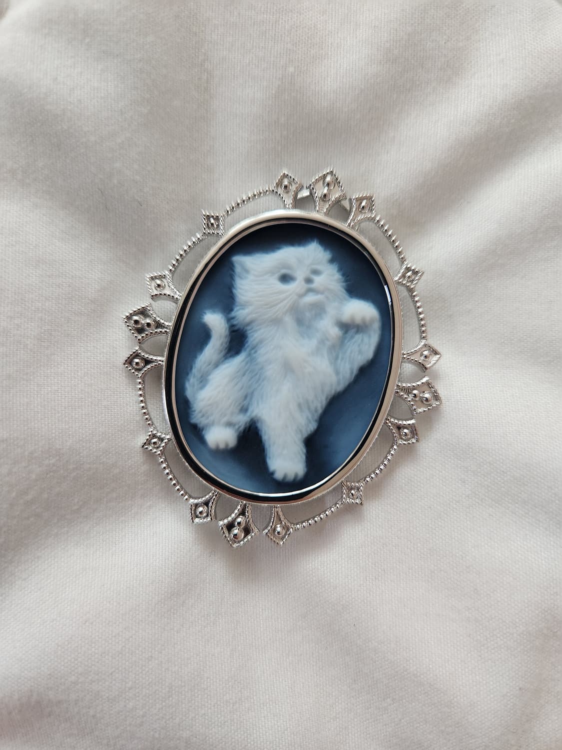 고양이 아게이트 카메오 브로치 펜던트 목걸이 상품이미지2